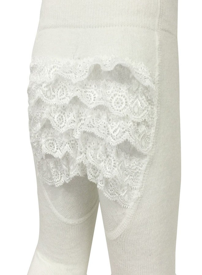 Bowbear 2-Pair Little Girl Ruffle Bottom Cotton Tights (Pink & Ivory), 6-12 Months - Image 3