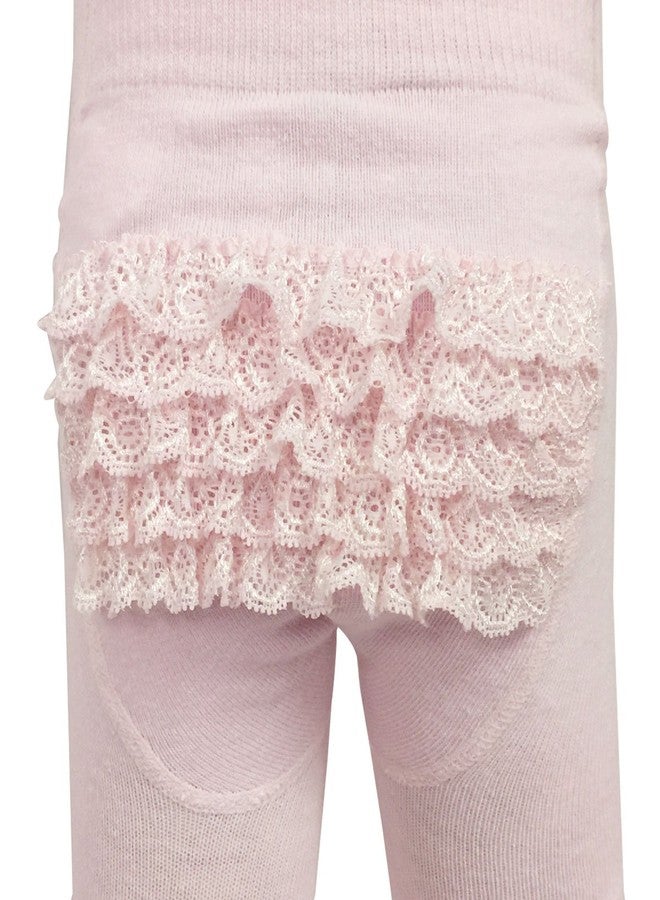 Bowbear 2-Pair Little Girl Ruffle Bottom Cotton Tights (Pink & Ivory), 6-12 Months - Image 4