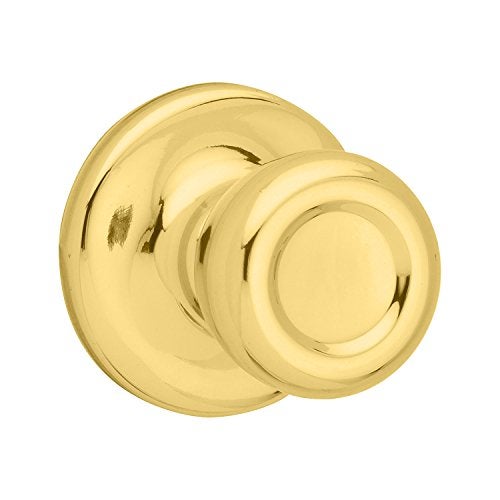 Kwikset Mobile Home Interior Passage Door Knob, Handle For Closet and Hallway Doors, Non-Locking Doorknob in Polished Brass - Image 1
