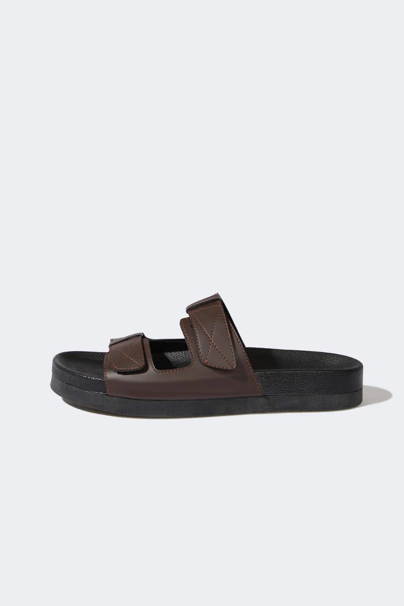 DeFacto Boy Flat Sole Double Banded Faux Leather Slippers