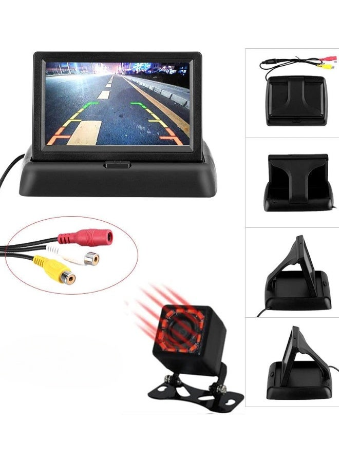 كاميرا خلفية للسيارة مع شاشة قابلة للطي مقاس 4.3 بوصة – رؤية ليلية ومقاومة للماء للمساعدة في الركن - Image 4
