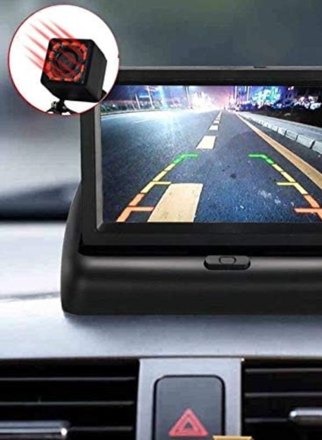 كاميرا خلفية للسيارة مع شاشة قابلة للطي مقاس 4.3 بوصة – رؤية ليلية ومقاومة للماء للمساعدة في الركن - Image 5