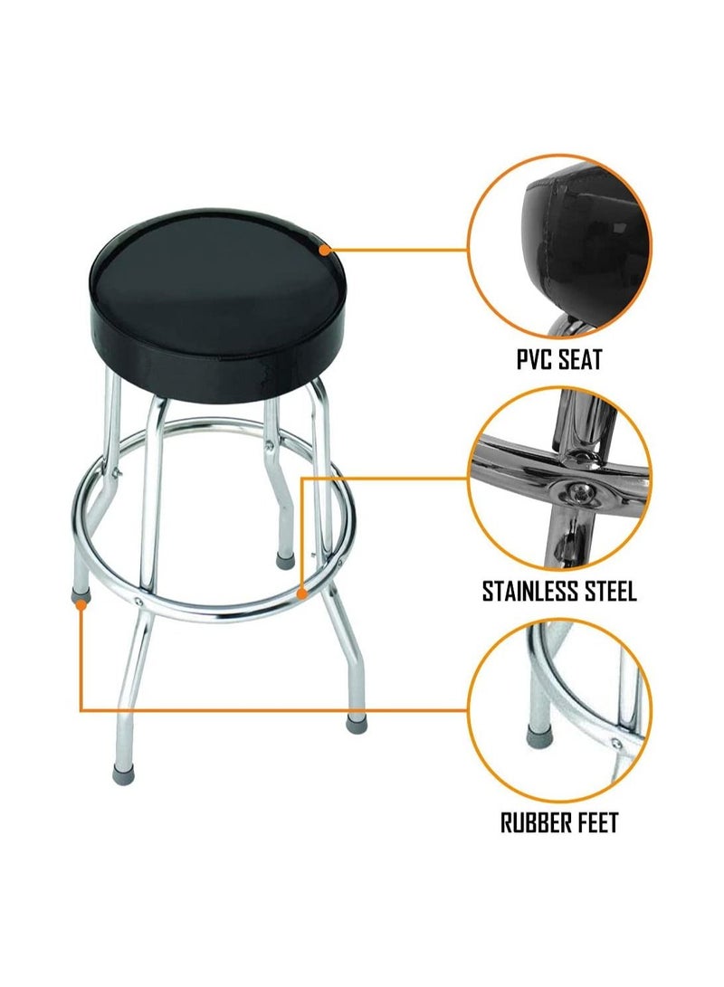 ROCKSAX Ac Dc Logo Bar Stool with Padded Swivel Seat, Chrome Legs and Footrest 76cm High x 52cm Diameter Officially Licensed Merchandise  - Image 2