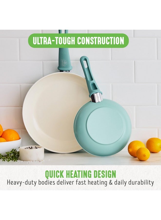 GreenLife GreenLife Soft Grip Healthy Ceramic Nonstick 7" and 10" Frying Pan Set, Non Toxic PFAS & PFOA-Free, Dishwasher Safe, Egg Omelet Skillet, Cookware for Easy Cooking, Kitchen Essentials, Turquoise  - Image 5