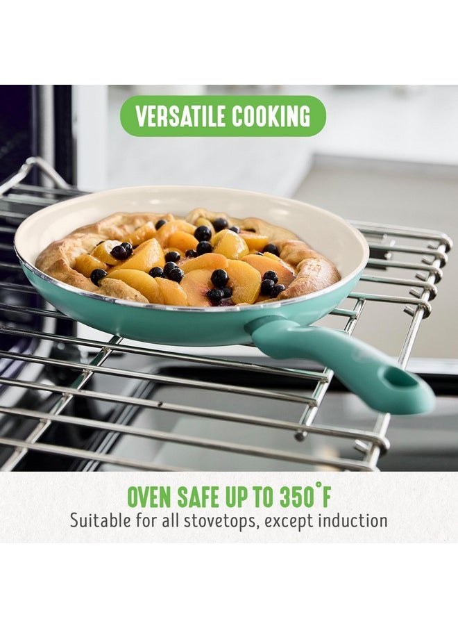 GreenLife GreenLife Soft Grip Healthy Ceramic Nonstick 7" and 10" Frying Pan Set, Non Toxic PFAS & PFOA-Free, Dishwasher Safe, Egg Omelet Skillet, Cookware for Easy Cooking, Kitchen Essentials, Turquoise  - Image 2