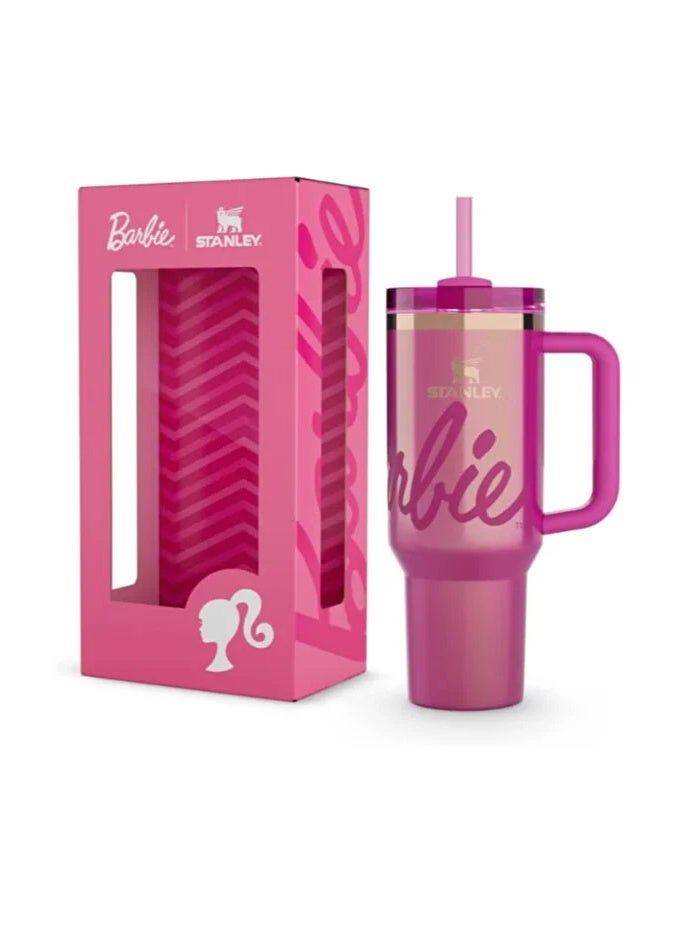 تويسو كوب باربي 80s Rockers Quencher سعة 40 أونصة - إصدار محدود من الفولاذ المقاوم للصدأ 304 معزول بمقبض، وقشة قابلة لإعادة الاستخدام وغطاء مقاوم للتسرب - كوب سفر مزدوج الجدار للمشروبات الساخنة والباردة - Image 1