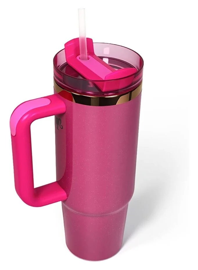 تويسو كوب باربي 80s Rockers Quencher سعة 40 أونصة - إصدار محدود من الفولاذ المقاوم للصدأ 304 معزول بمقبض، وقشة قابلة لإعادة الاستخدام وغطاء مقاوم للتسرب - كوب سفر مزدوج الجدار للمشروبات الساخنة والباردة - Image 5