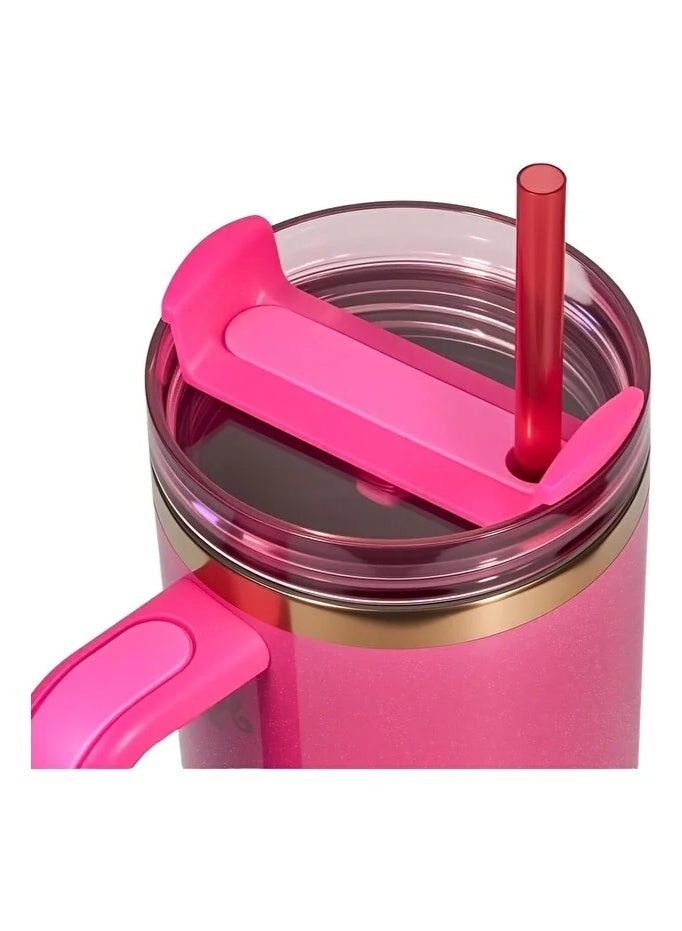 تويسو كوب باربي 80s Rockers Quencher سعة 40 أونصة - إصدار محدود من الفولاذ المقاوم للصدأ 304 معزول بمقبض، وقشة قابلة لإعادة الاستخدام وغطاء مقاوم للتسرب - كوب سفر مزدوج الجدار للمشروبات الساخنة والباردة - Image 4