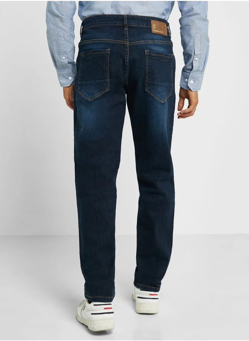 توماس سكوت Thomas Scott Men Smart Regular Fit Light Fade Stretchable Jeans