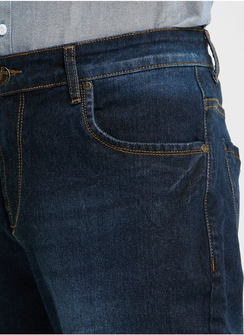 توماس سكوت Thomas Scott Men Smart Regular Fit Light Fade Stretchable Jeans