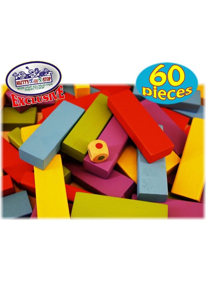 Matty's Toy Stop Matty'S Mix Up 60Pc Large Colorful Wooden Tumble Tower Deluxe Stacking Game With Storage Bag - Image 4