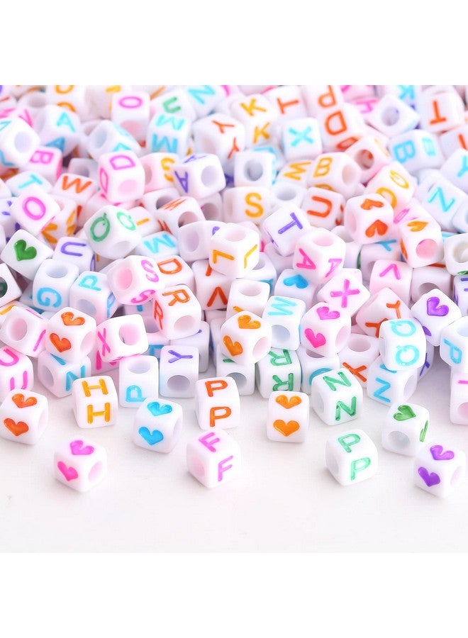 HERZWILD 1000 Pcs Letter Beads And Heart Beads Acrylic Alphabet Cube Beads Mixed Colorful Cube Letter Beads A Z Beads For Making Art Craft Weaving Diy Bracelets(W/C) - Image 4