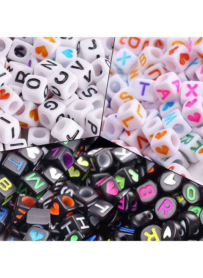 HERZWILD 1000 Pcs Letter Beads And Heart Beads Acrylic Alphabet Cube Beads Mixed Colorful Cube Letter Beads A Z Beads For Making Art Craft Weaving Diy Bracelets(W/C) - Image 3