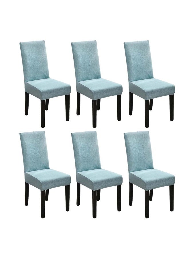 جيه زد اس مجموعة من 6 أغطية كراسي طعام JZS مقاومة للماء بتصميم سيرساكر، أغطية مقاعد قابلة للتمدد وقابلة للإزالة والغسل، مناسبة لغرفة الطعام والكرسي القديم وحفلات الزفاف، لون أزرق فاتح - Image 1
