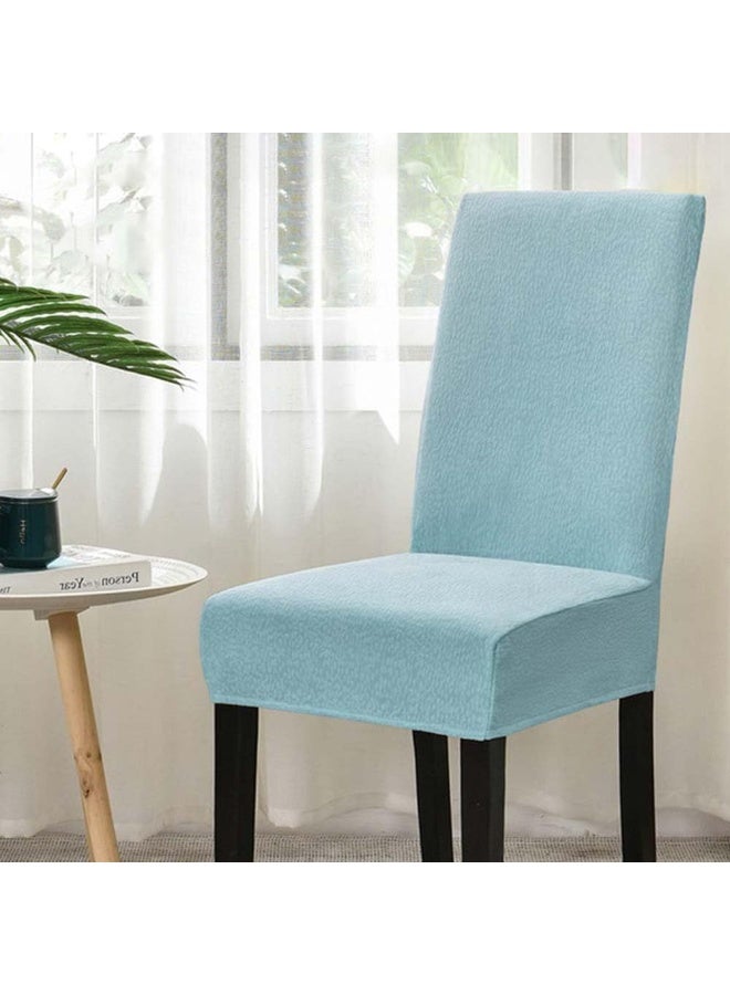 جيه زد اس مجموعة من 6 أغطية كراسي طعام JZS مقاومة للماء بتصميم سيرساكر، أغطية مقاعد قابلة للتمدد وقابلة للإزالة والغسل، مناسبة لغرفة الطعام والكرسي القديم وحفلات الزفاف، لون أزرق فاتح - Image 5
