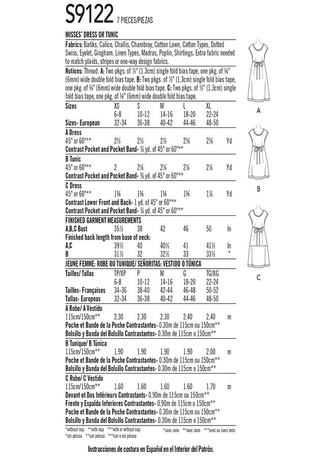 SIMPLICITY Sewing Pattern S9122 Misses' Dresses, Various, A (XS-S-M-L-XL) - Image 2