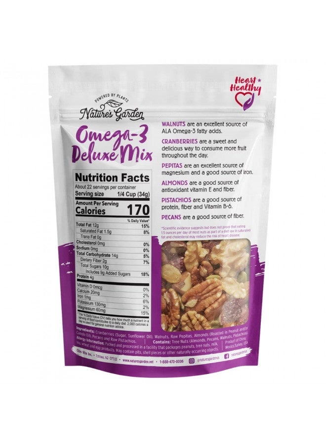 Generic Nature'S Garden Omega-3 Deluxe Mix – Power Up Omega Deluxe Trail Mix, Heart Healthy, Gluten Free, Antioxidant Rich, Cholesterol Free, Sodium Free, No Artificial Ingredients – 26 Oz Bag (Pack Of 1)  - Image 4