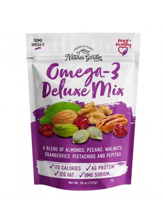 Generic Nature'S Garden Omega-3 Deluxe Mix – Power Up Omega Deluxe Trail Mix, Heart Healthy, Gluten Free, Antioxidant Rich, Cholesterol Free, Sodium Free, No Artificial Ingredients – 26 Oz Bag (Pack Of 1)  - Image 1
