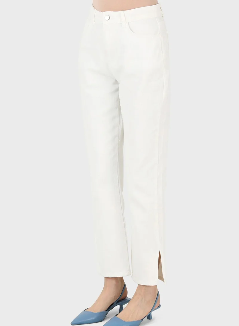 Refka by modanisa Slit Hem Denim Jeans