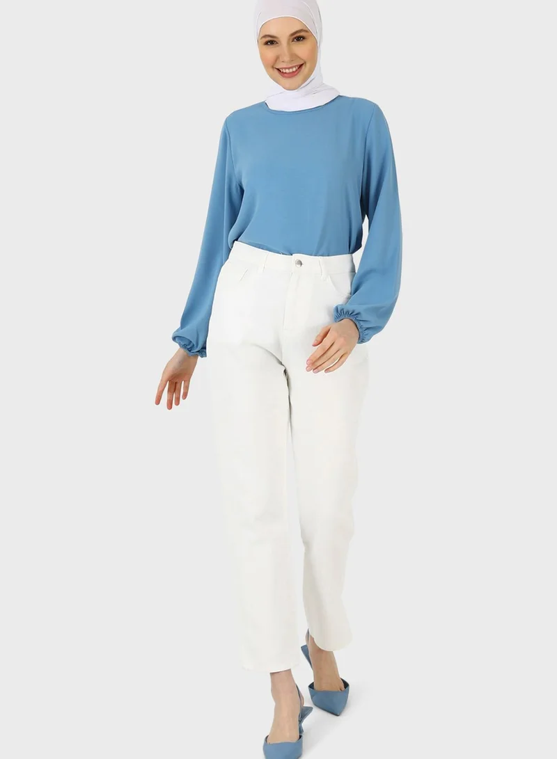 Refka by modanisa Slit Hem Denim Jeans