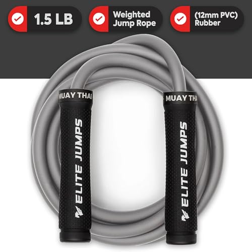 Elite Jumps Muay Thai 30 Weighted Jump Rope for Men Women Professionally Designed for HighIntensity Training Muay Thai MMA Fitness Jump Rope Full Body Workout Weighted Rope Grey 15lb - Image 3