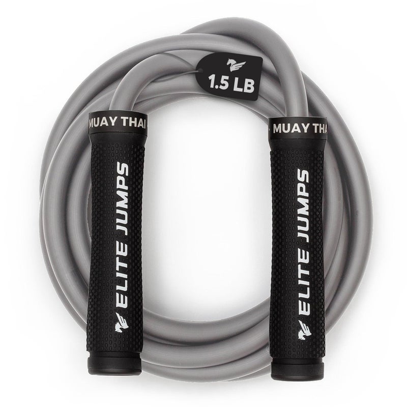 Elite Jumps Muay Thai 30 Weighted Jump Rope for Men Women Professionally Designed for HighIntensity Training Muay Thai MMA Fitness Jump Rope Full Body Workout Weighted Rope Grey 15lb - Image 2