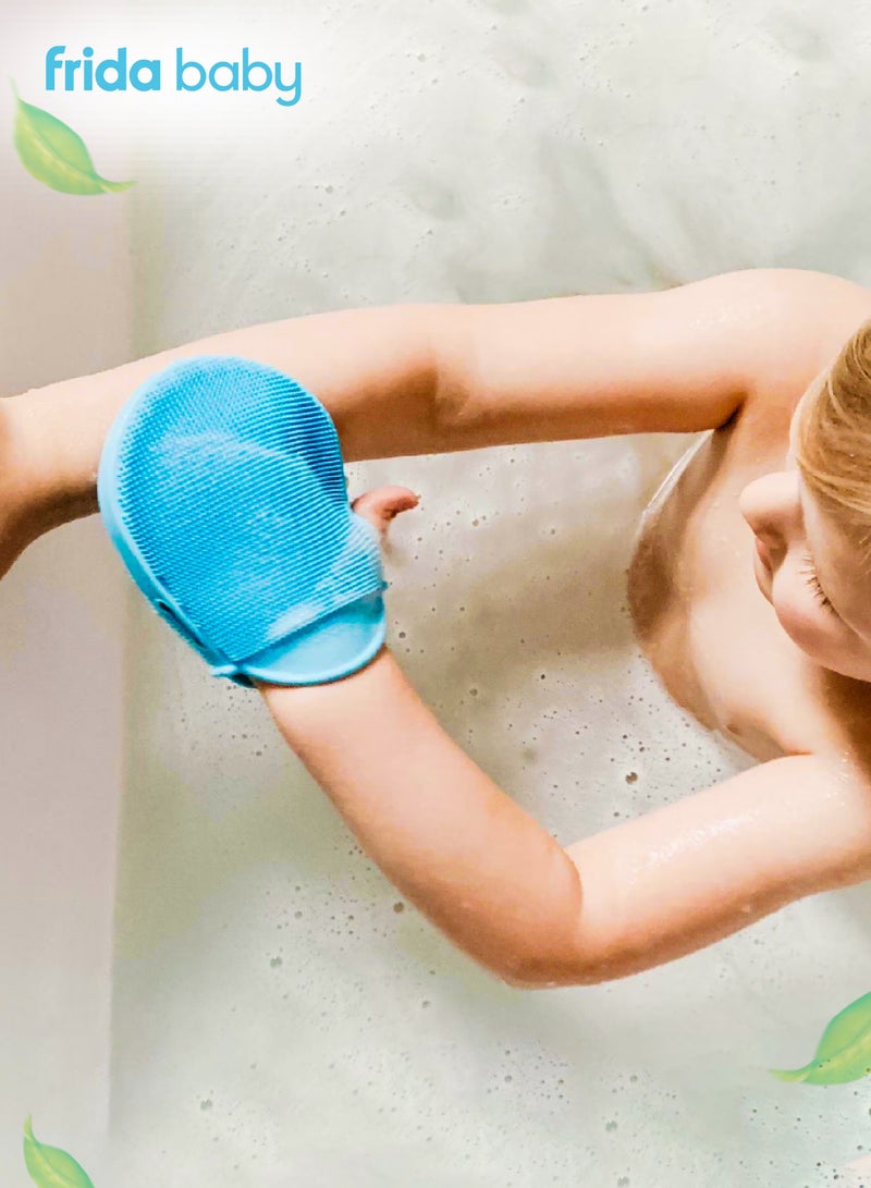 fridababy DermaFrida Silicone Bath Mitt | Quick-Dry, Soft Bristles | Suction Cup for Easy Storage | Perfect for Kids & Adults | Exfoliating & Hygienic | Ideal for Newborns | 10 x 5 x 15 cm - Image 2