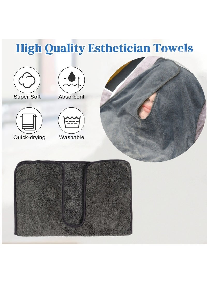 Generic - 1pc Facial Towels Split Design Soft Esthetician Towels Removing Spa Microfiber Face Cloth for Home Salon Facial Steam Massage and Cleansing(Gray) - Image 1