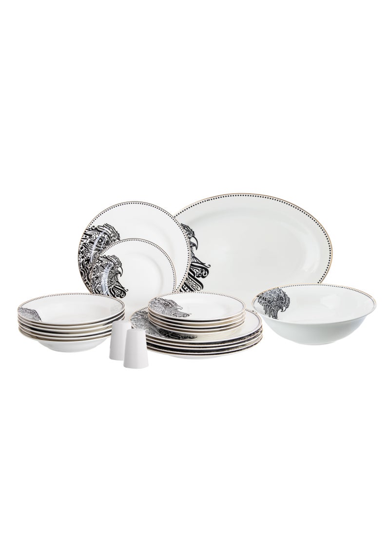 Hic 22 piece porcelain dinner set black and gold design  - Image 1
