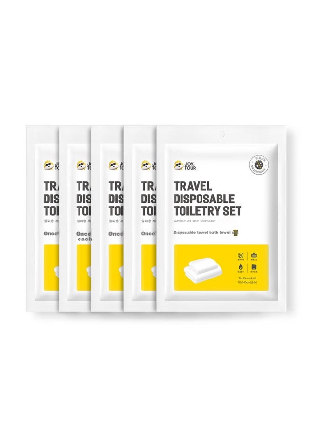 JOY TOUR Joytour Disposable Bath Towel Set, Extra Thick And Large, Sterilized For Travel, Business Trips, And Hotel Use, Pack Of 5 - Image 2