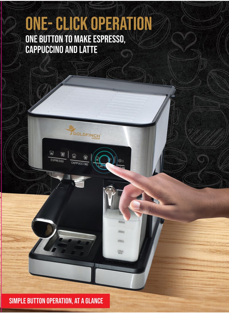 Goldfinch Fully Automatic Espresso Coffee Machine With One Button To Make Espresso, Cappuccino And Latte  - Image 2
