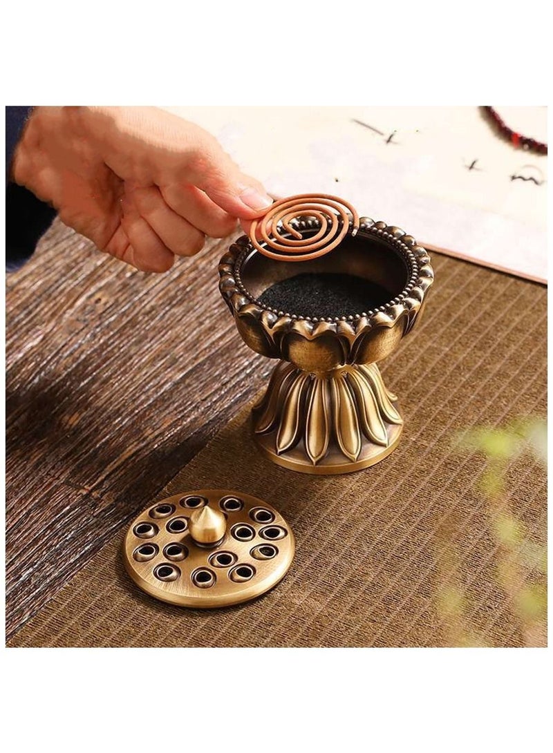 Pure cooper Incense Burner Lotus Flower Incense Holder Handmade Censer for  Home Office Decoration  - Image 2