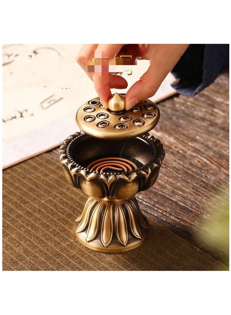 Pure cooper Incense Burner Lotus Flower Incense Holder Handmade Censer for  Home Office Decoration  - Image 5