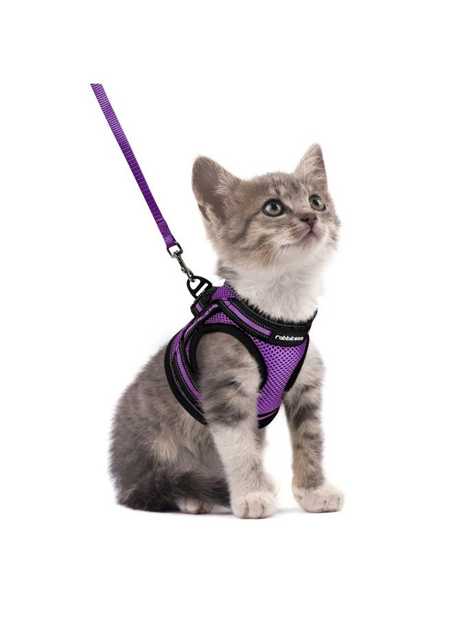 Rabbitgoo rabbitgoo Cat Harness and Leash Set for Walking Escape Proof, Adjustable Soft Kittens Vest with Reflective Strip for Cats, Comfortable Outdoor Vest, Purple, S  - Image 1