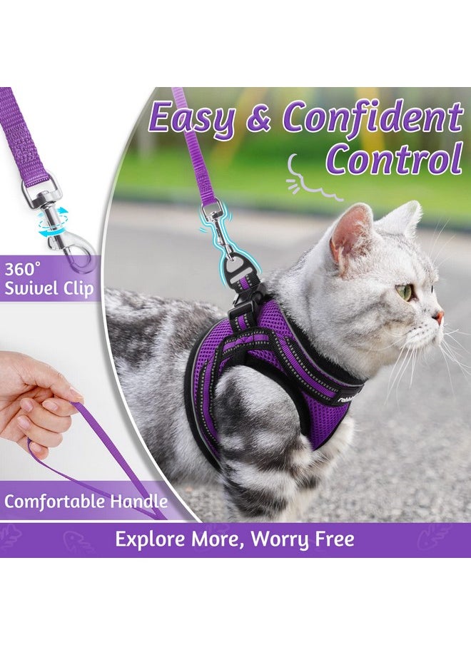 Rabbitgoo rabbitgoo Cat Harness and Leash Set for Walking Escape Proof, Adjustable Soft Kittens Vest with Reflective Strip for Cats, Comfortable Outdoor Vest, Purple, S  - Image 5