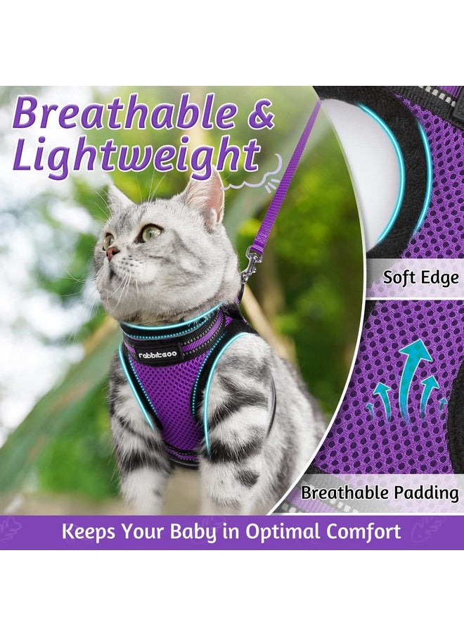 Rabbitgoo rabbitgoo Cat Harness and Leash Set for Walking Escape Proof, Adjustable Soft Kittens Vest with Reflective Strip for Cats, Comfortable Outdoor Vest, Purple, S  - Image 3