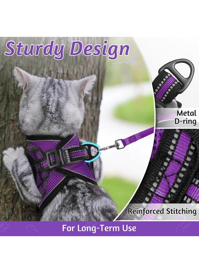 Rabbitgoo rabbitgoo Cat Harness and Leash Set for Walking Escape Proof, Adjustable Soft Kittens Vest with Reflective Strip for Cats, Comfortable Outdoor Vest, Purple, S  - Image 4