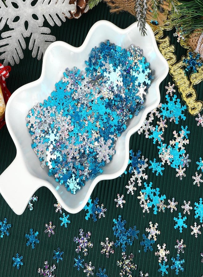 MARFOREVER Snowflakes Confetti, Glittering Table Decoration Christmas Decoration Confetti White Blue Party Decorations Wedding Confetti New Year's Eve - Image 5