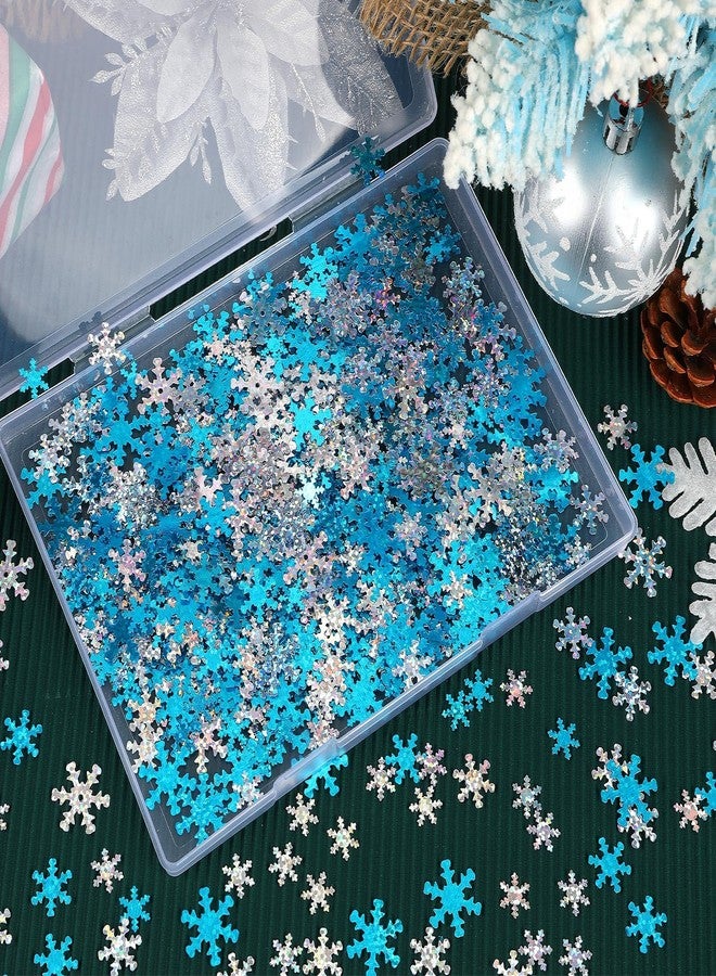 MARFOREVER Snowflakes Confetti, Glittering Table Decoration Christmas Decoration Confetti White Blue Party Decorations Wedding Confetti New Year's Eve - Image 2