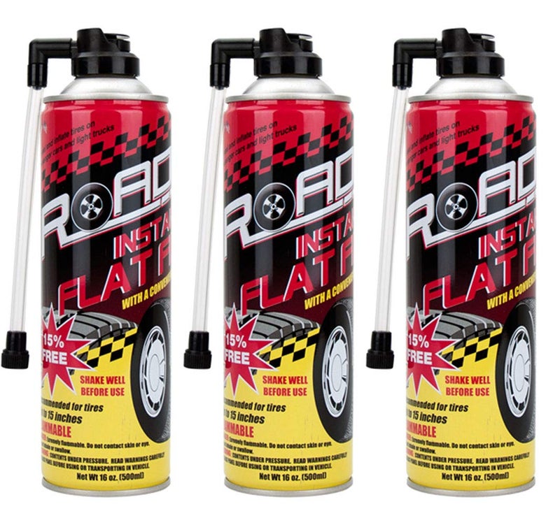 Road Instant Fixes Flat Tire Easy Hose Tire Inflator Air Filler Sealant 16oz (3 Pack) Storage transit efficiency build - Image 1