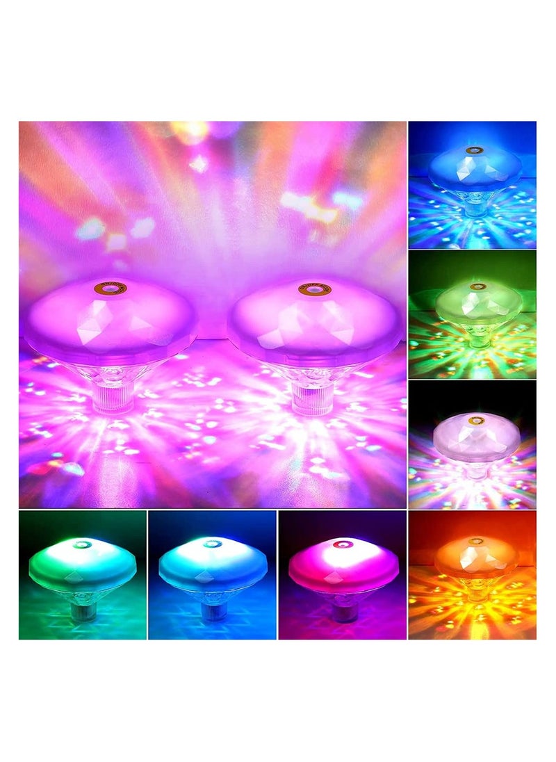 Generic 2 Pieces LED Floating Pool Lights, Waterproof Underwater Lights with 7 Modes for Disco Parties, Pond Decor, and Hot Tub Fun  - Image 1