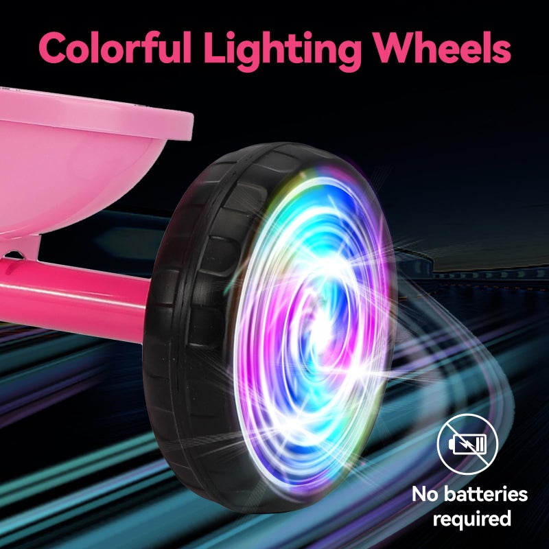 Liberry Toddler Tricycle Age 2 3 4 Years Old, Kids Trike with Light Up Wheels, Removable Pedal and Basket, 3 Wheel Bike Outdoor Indoor Riding Toy Gift for Girls Boys, Pink - Image 2