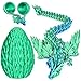 Olee Odee 3D Printed Dragon Eggs with Articulated Fly Dragon Inside Collectible Figurines Fidget Toy for Adults Kids Birthday Easter Christmas White Elephant Gifts for Friends ColleaguesSilk Green M size - Image 2