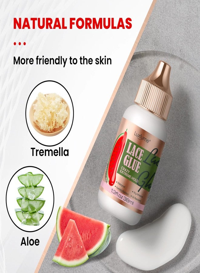 Luxfume Invisible Lace Glue 1.34oz | Waterproof & Super Hold | Wig Glue for Front Lace Wig - Fast Drying, No Residue Formula, Watermelon Scented - Image 3
