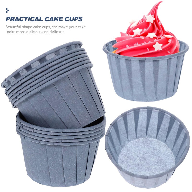 Heat Resistant Greaseproof Paper Cupcake Liners 100pcs Blue Gray Muffin Baking Cups - Image 4