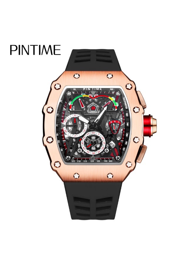 PINTIME Fashion Mens Watch Hallow Punk Chronograph Sports Wristwatch Luxury Designer Mens Watch - Image 1