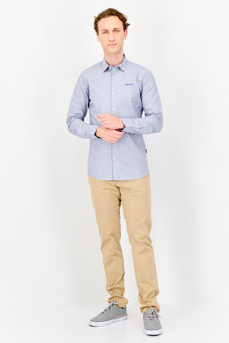 Kenneth Cole Men Regular Fit Embroidered Logo Long Sleeve Casual Shirt, Multicolor  - Image 3