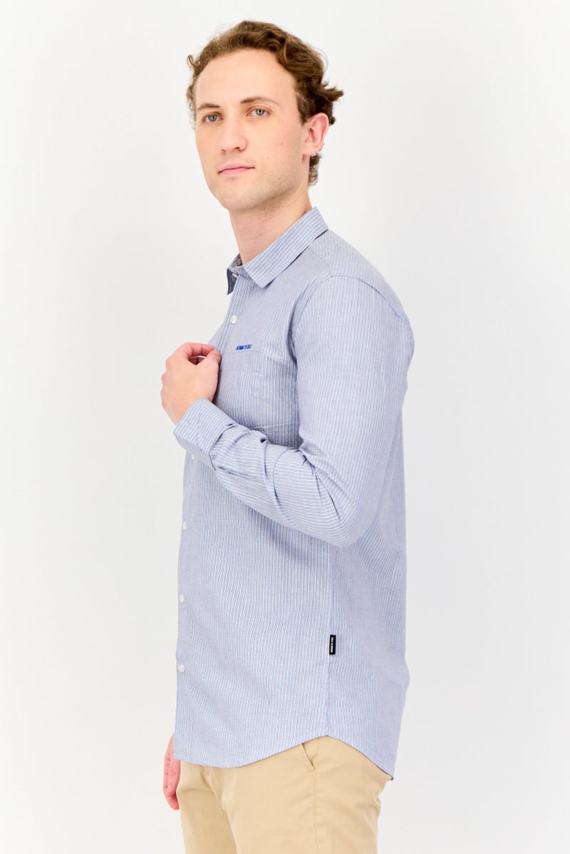 Kenneth Cole Men Regular Fit Embroidered Logo Long Sleeve Casual Shirt, Multicolor  - Image 4