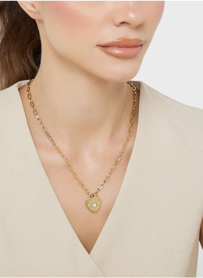 جس Jubn05060Jwygt/U 21 Inch Heart Charm Necklace