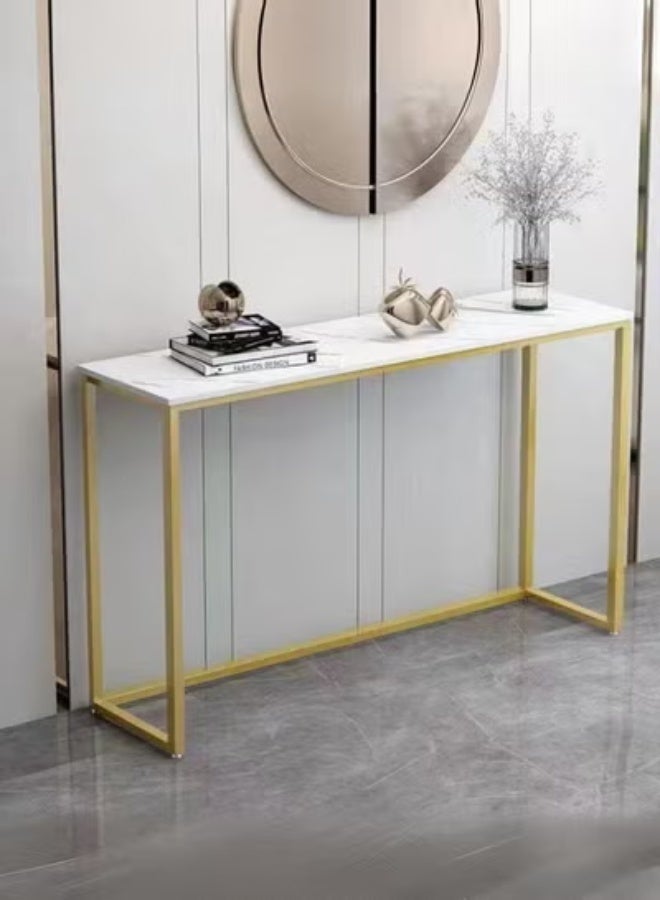 Raffine Modern Marble Console Table with Gold Metal Frame Luxury Entryway Sofa Table for Hallway, Living Room & Foyer Size 100x75x35 cm - Image 2